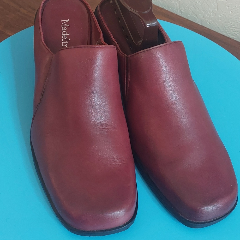 Womans Madeline Burgandy Leather Slip On Mule/ Clog